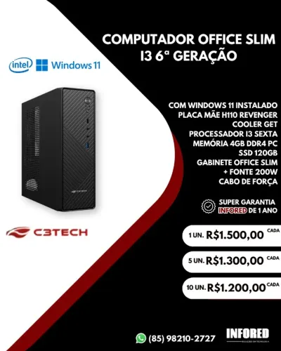 Computador Office Slim i3 6° Geração