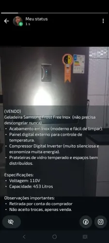 Samsung Frost Free USADA 2 ANOS