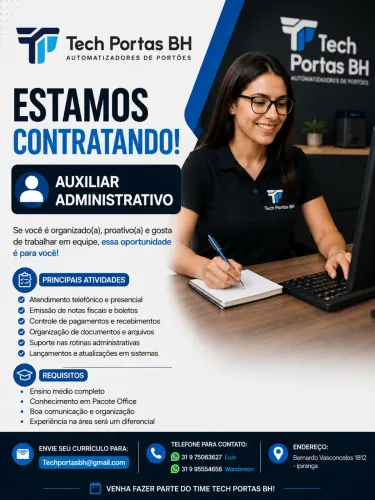 Vaga disponível Auxiliar administrativo