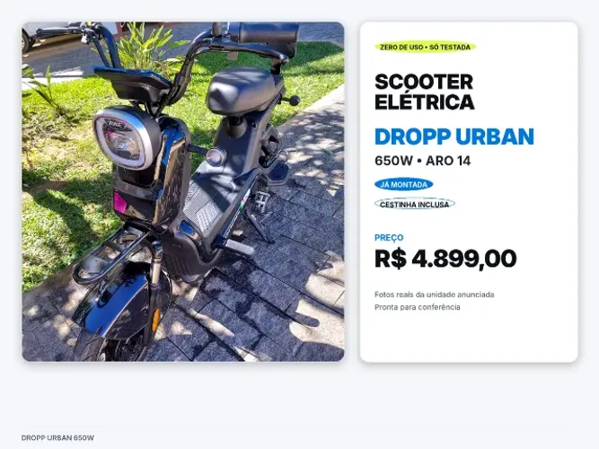 Scooter Elétrica Dropp Urban 650w