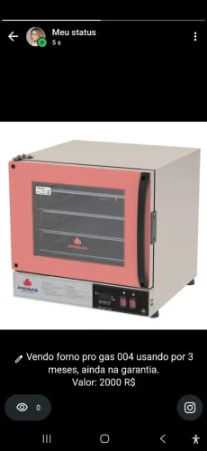 Forno pro gas 004 usado por 3 meses