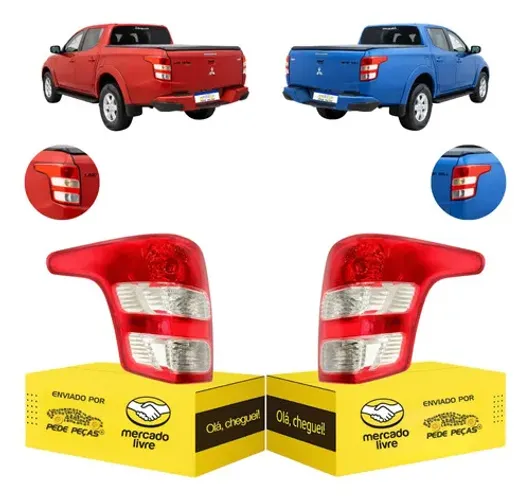 Lanterna L200 Triton Gls Gl 2017 18 19 20 21 22 A 2025 Par Ambos Lados Vermelho