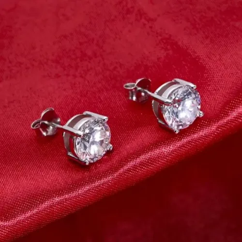 (novo) Par Brincos solitário Moissanite com Certificado GRA 1CT, 6,5cm prata 925