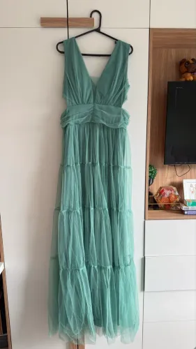 Vestido longo verde água