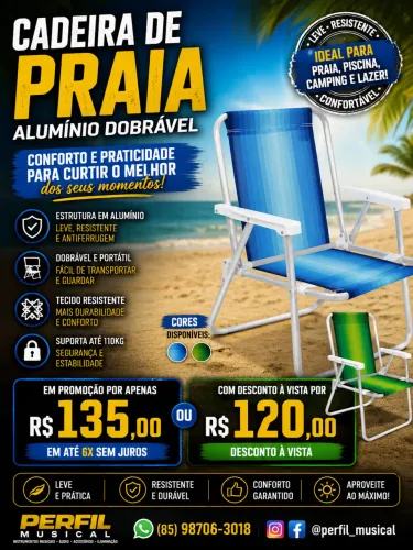 Cadeira de praia alumínio dobrável promoção