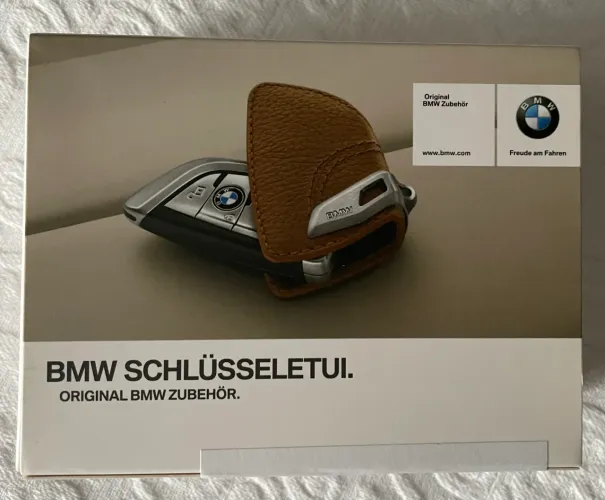 Chaveiro original couro - BMW - Cor Cognac