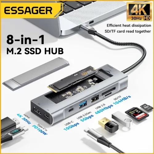 Hub USB C Adaptador 8 portas 