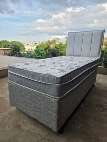 Vendo Cama Solteiro Molas Ensacadas Completa (Colchão+Box+Cabeceira) NOVO (Entrego)