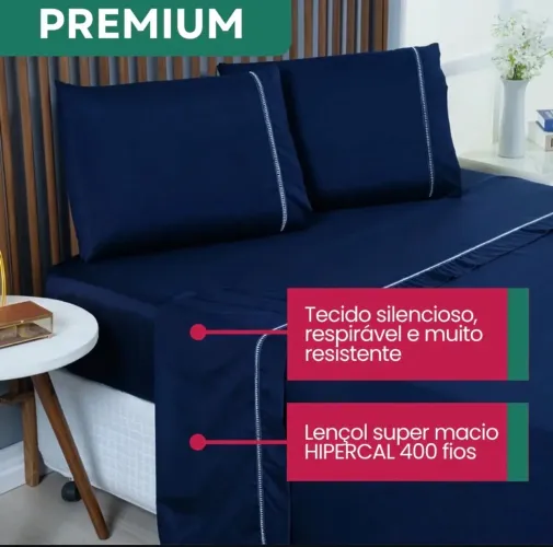Jogo de Lençol - 4 peças Azul Cama King