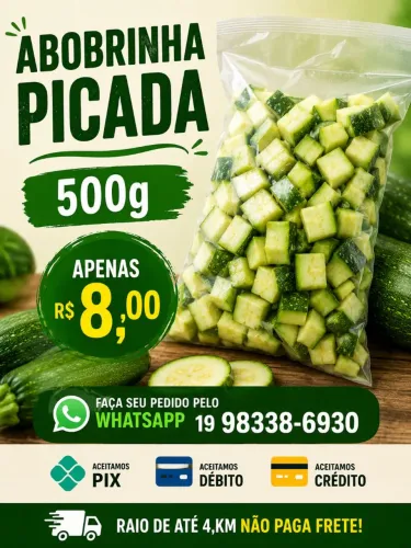 Pacote de abobrinha picada de 500g