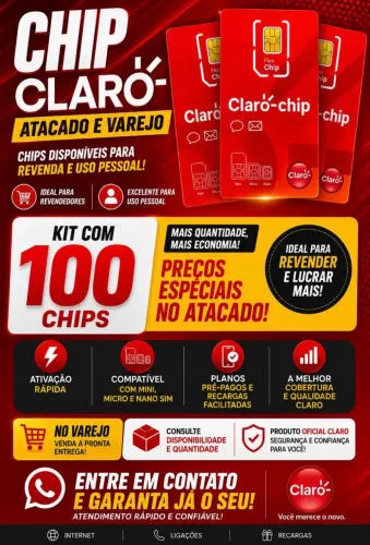 Chip claro no atacado kit com 100 chips