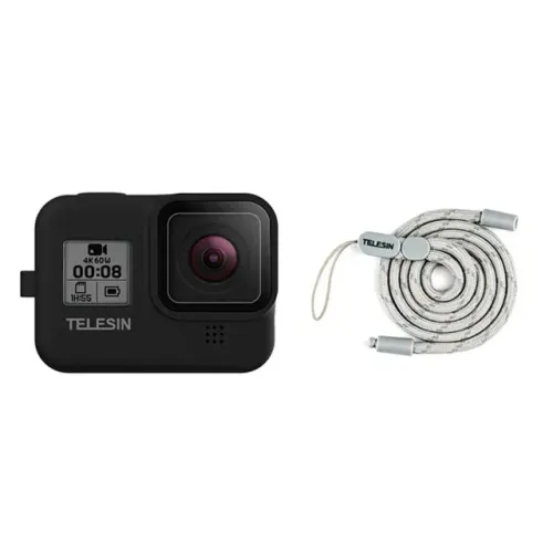 Capa Protetora de Silicone com Cordão Ajustável para a GoPro HERO8 Black