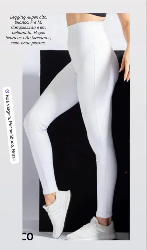 Legging Branca P M promoção fitness