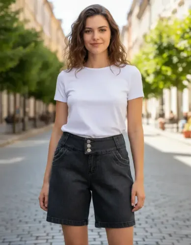 Bermuda Jeans Versão A denin de luxo