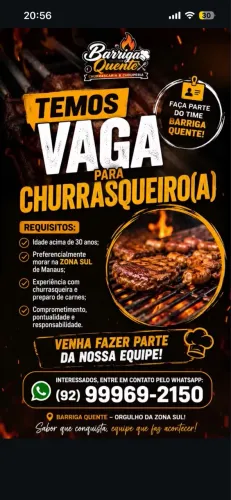 Vaga para Churrasqueiro free lance 