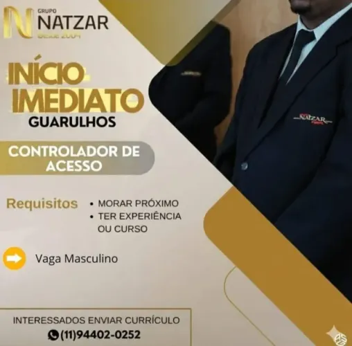 Controlador de Acesso Masculino - Região de Guarulhos