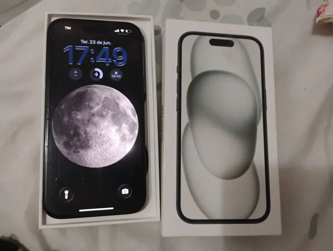 Celular. iPhone 15 256gb preto bateria 100%