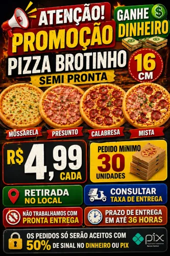 Monte Seu Negócio! Pizza Brotinho 16cm p/ Revenda a R$ 4,99 (Atacado)