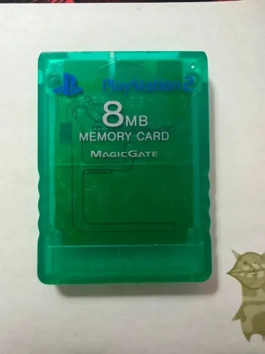 Memory Card PS2 Original Verde Esmeralda Translucido/Transparente