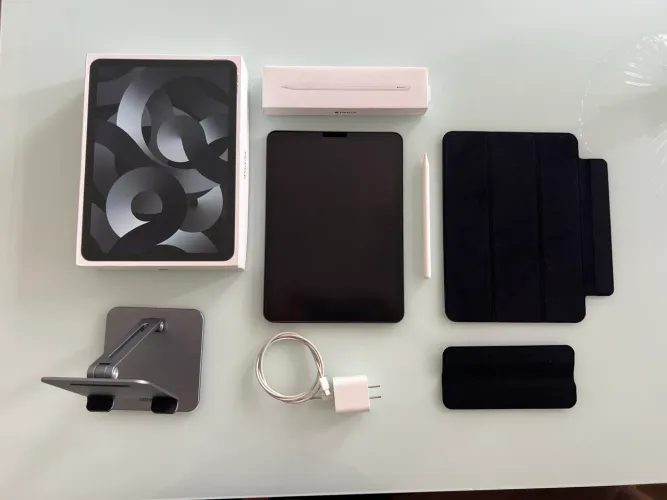 iPad Air 5 M1 64GB Space Gray + Apple Pencil 2 + Kit Acessórios