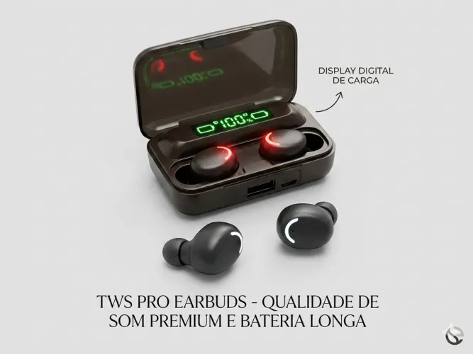 Fone Bluetooth XYN BTH-F9-5 TWS com Power Bank e Display Digital
