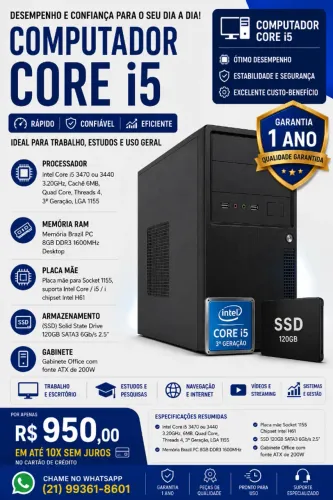 computador core i5 terceira geração ssd 120 GB 8 GB RAM