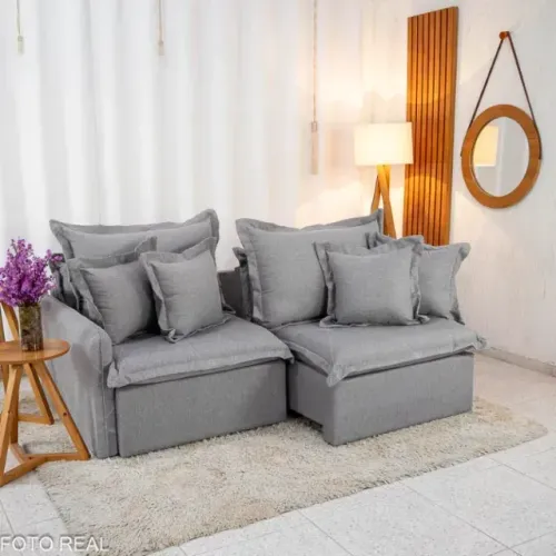Sofá Cama Linho Lima 2,20m Cinza
