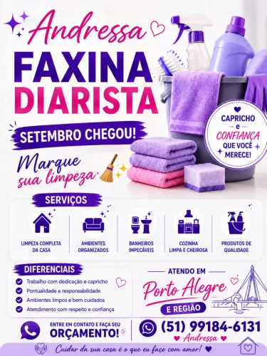 Faço faxinas e diárias.