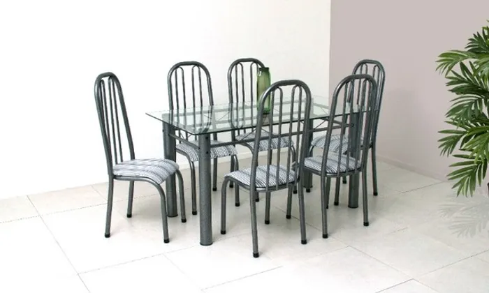 Mesa de Jantar Macapá 6 Lugares Tampo de Vidro !! Frete + montagem Grátis