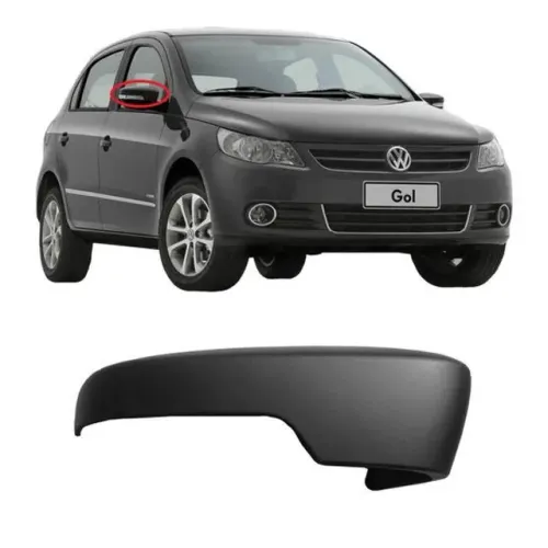 Capa de Retrovisor Volkswagen Gol G5 2009 à 2013 - Abertura P/ Pisca - Superior Preto