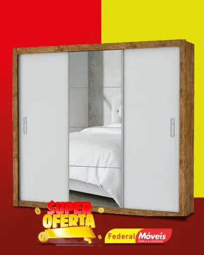 Guarda Roupa c/ Espelho 3 Portas 4 Gavetas Super Lindo Fazemos Entrega