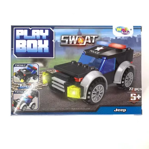 Bloco De Montar Veiculos Policia Wb7704 72pçs 3em1 - Jeep