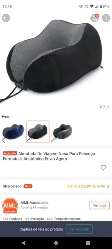 Almofada de pescoço nunca usada