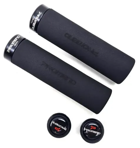 Manopla Bicicleta Promend Lock Grip Espuma Macia Preta Com trava de Alumíno 16215