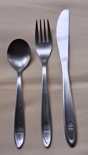 CONJUNTO DE TALHERES DA VARIG,  completo, 12 peças de cada, Hércules, inox 