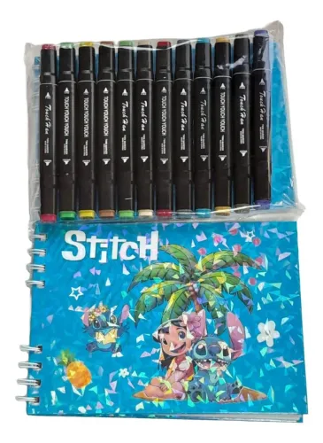 Kit Presente Livro de Colorir + 12 Canetas Cores Ponta Dupla