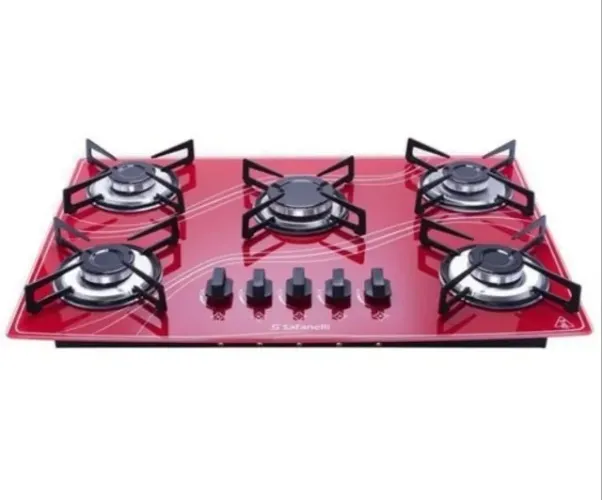 Fogão Cooktop Lines Colors 5 Queimadores Bivolt Vermelho Safanelli