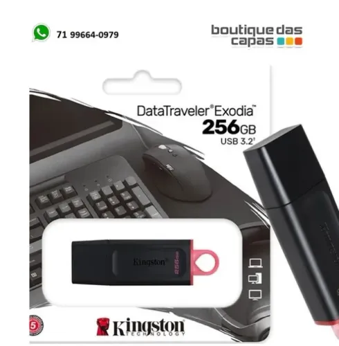 Pen Drive Kingston, 256GB, USB 3.2, Datatraveler Exodia Dtx 256GB - Original