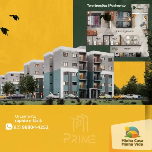 Viva bem no Grand Jardim das Figueiras - Maceió   Apartamentos amplos com 54 m²Sua próxima