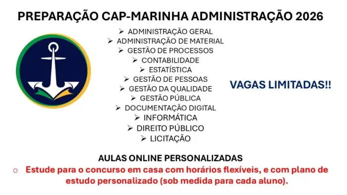AULAS PREPARAÇÃO CAP-MARINHA ADMINISTRAÇÃO