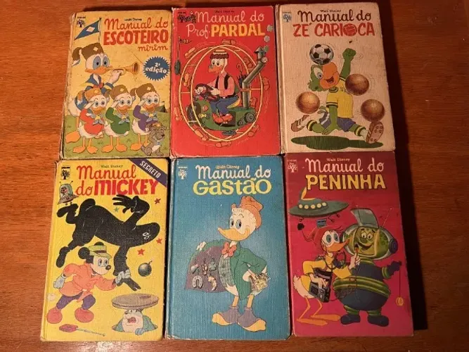 Coleção de Livros Manual Disney (1970) 8 Vols. para colecionadores - Mickey, Zé Carioca...