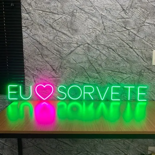 Luminária Painel Neon Led - Eu amo sorvete 110x15cm 
