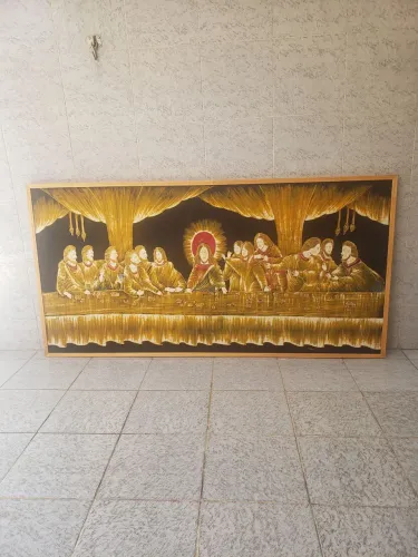 Quadro 'A Última Ceia' em estilo dourado