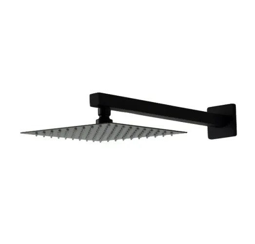 Ducha Inox Black Matte 20x20 cm com Suporte de Parede 36 cm com Riscos e Amassados