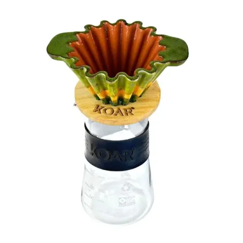 Conjunto Porta Filtro Cerâmica Koar Verde Limão Amarelo Decanter Preto