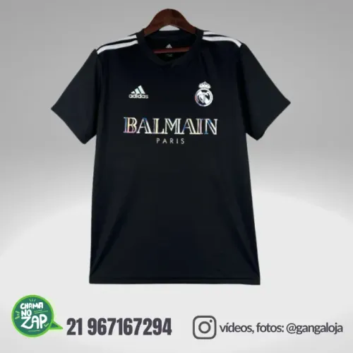 Camisa Real Madrid X Balmain 23/24 - Preta e Branca