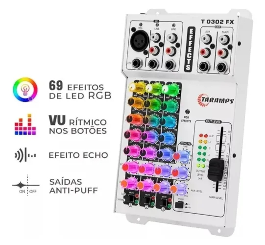Mesa de Som Taramps T0302 FX multicolor 