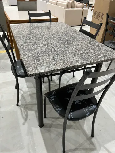 Mesa Tubular Tampo de Granito 4 Cadeiras ULTIMA PEÇA