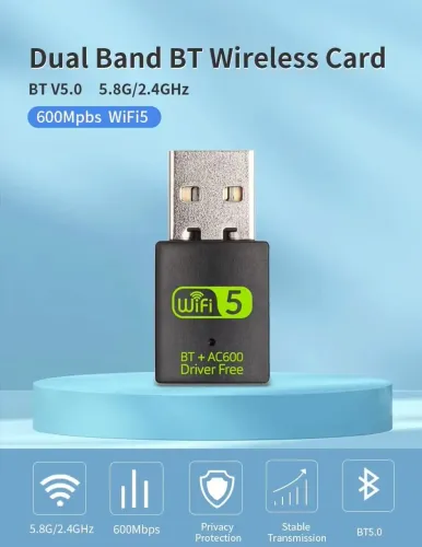 Adaptador Wi-Fi Bluetooth 2 em 1