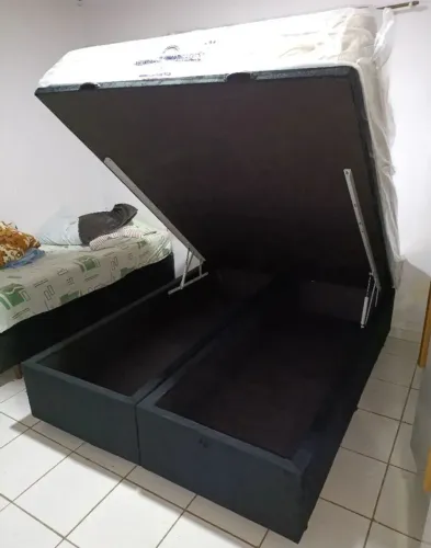 Cama Box Baú Queem + Colchão Ortobom 158x198